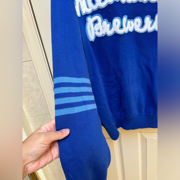 NWT! ⚾️⚾️Milwaukee Brewers Retro Sweater Cardigan⚾️⚾️.Size XXL. - Picture 7 of 13